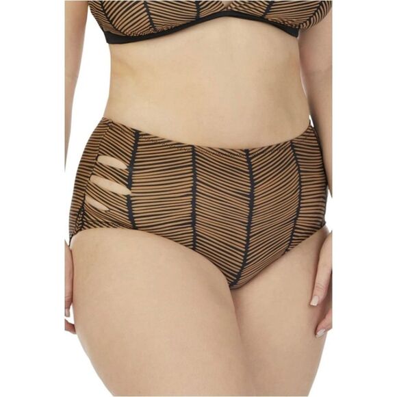 Raisins Curve Plus Size Maharani Printed Cutout Mid-Rise Bikini Bottom 24W - Picture 1 of 4